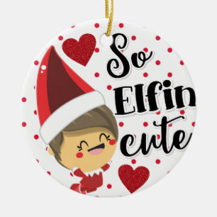 So Elfin' Cute Naughty Elf Christmas Ceramic Tree Decoration