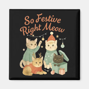 So Festive Right Meow Funny Christmas Santa Cat  Magnet