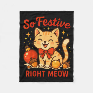 So Festive Right Meow Kawaii Cat Christmas Santa H Fleece Blanket
