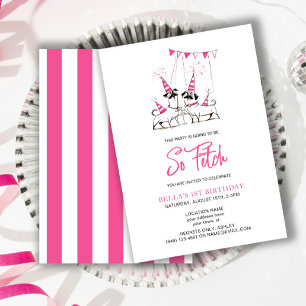 So Fetch Puppy Pink Birthday Party Invitation