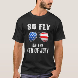 So Fly 4th Of July American Flag Sunglasses Boys K T-Shirt
