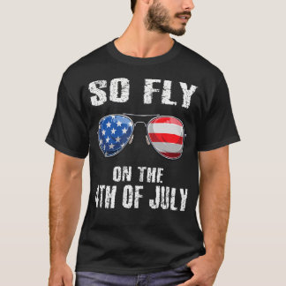 So Fly Of July American Flag Sunglasses Boys Kids T-Shirt