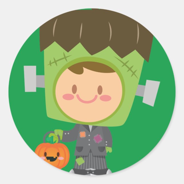So Franken Cute Frankenstein Kids Halloween Classic Round Sticker (Front)