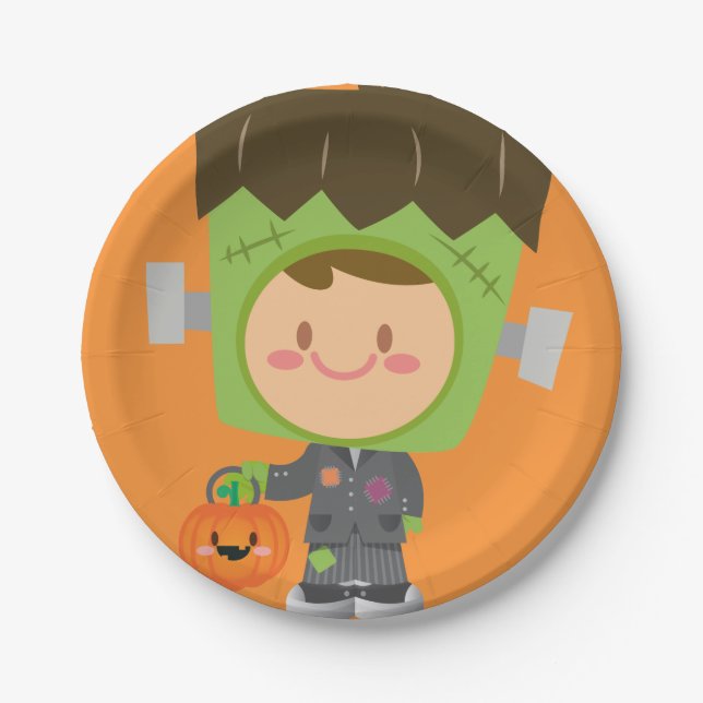 So Franken Cute Frankenstein Kids Halloween Paper Plate (Front)