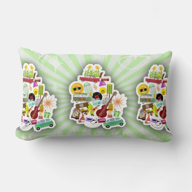 So Fun Retro Collage Too Lumbar Cushion (Front)