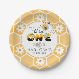 So fun to Bee One 1st Birthday Matching  Paper Plate