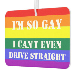 So Gay Can't Even Drive Straight Rainbow Flag Car Air Freshener