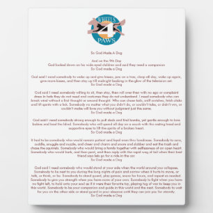 "So God Made A Dog" plaque