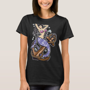So Gorgeous Mermaid Tattoo in the Sea with Anchor  T-Shirt