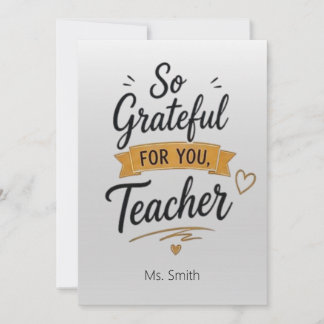 So Grateful for You Personalized Teacher  Card