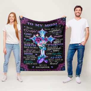 So Grateful God Chose You To Give Me Birth-To Mom Fleece Blanket