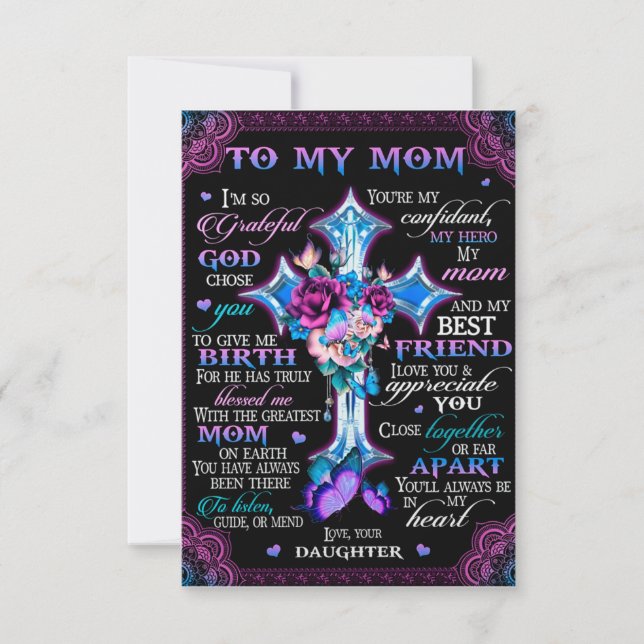 So Grateful God Chose You To Give Me Birth-To Mum  Thank You Card (Front)