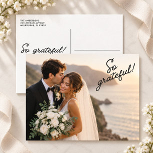 So Grateful Modern Wedding Thank You Postcard