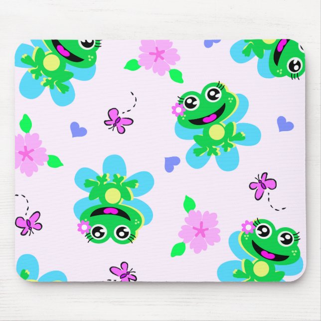 so happy frogs print mouse mat (Front)