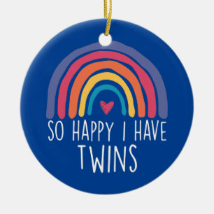 So Happy I Have Twins Raibow Parent Mom Dad Ceramic Tree Decoration