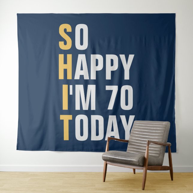 So Happy I'm 70 70th birthday backdrop banner  Tapestry (In Situ (Horizontal))