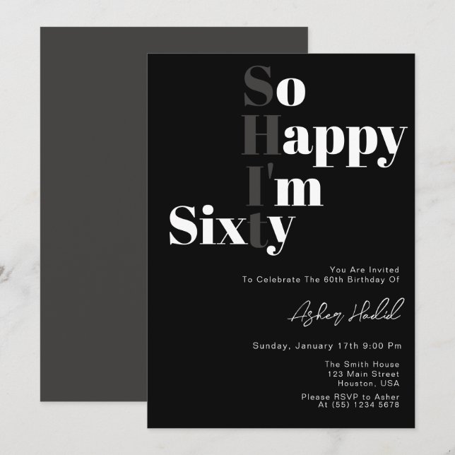 So Happy I'm Sixty 60th Birthday Party Invitation (Front/Back)