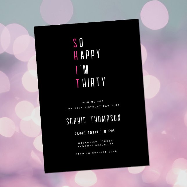 So Happy Im Thirty Funny Black 30th Birthday Party Invitation (Creator Uploaded)