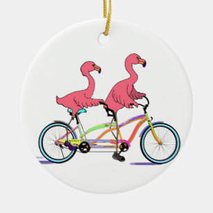 So Happy Together Tandem Flamingos Ceramic Tree Decoration