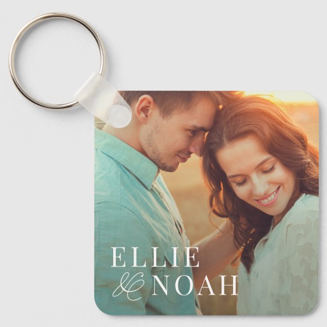 So In Love Editable Color Custom Photo Keychain (Front)