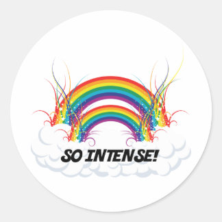 SO INTENSE DOUBLE RAINBOW CLASSIC ROUND STICKER