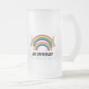 SO INTENSE DOUBLE RAINBOW FROSTED GLASS BEER MUG