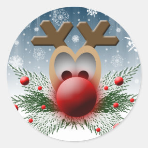 So It Glows Holiday Xmas Christmas Xmas Reindeer Classic Round Sticker