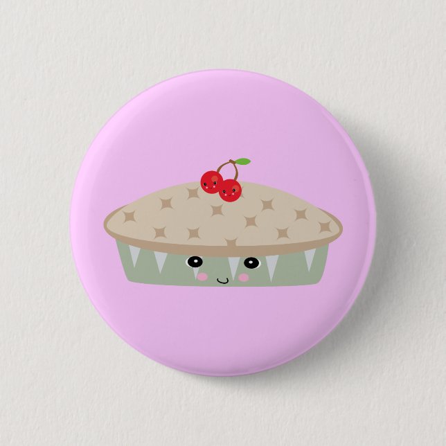 so kawaii cherry pie 6 cm round badge (Front)