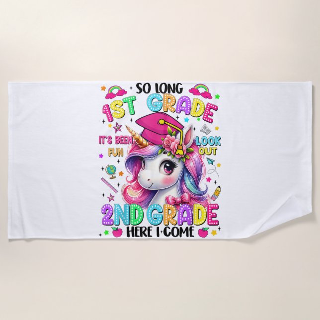 So Long 1st Grade 2nd Grade Here I Come Beach Towel (Front)