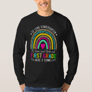 So Long Kindergarten 1st Grade Rainbow Leopard Gra T-Shirt