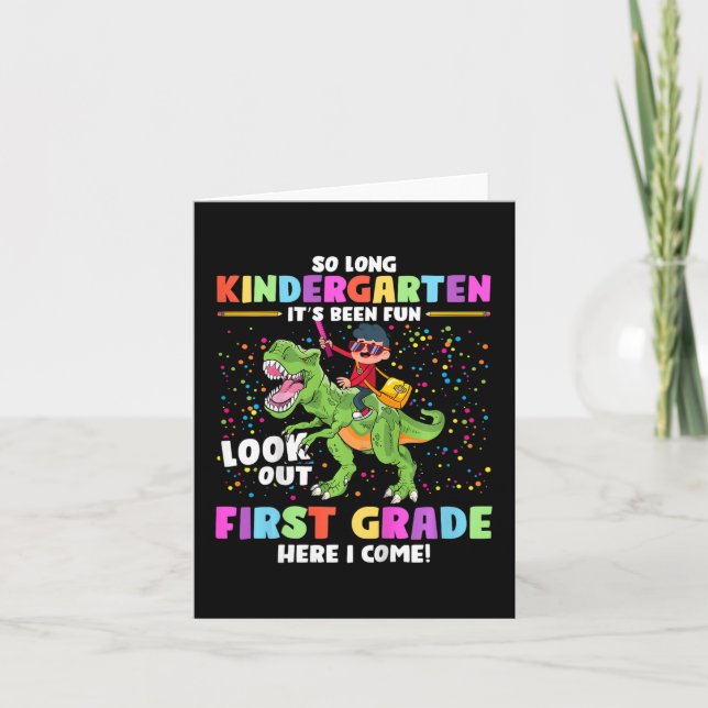 So Long Kindergarten Graduation Cl 2023 Dinosaur K Card (Front)