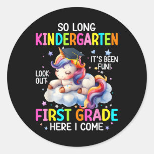 So Long Kindergarten Graduation Cl 2025 Unicorn Ki Classic Round Sticker