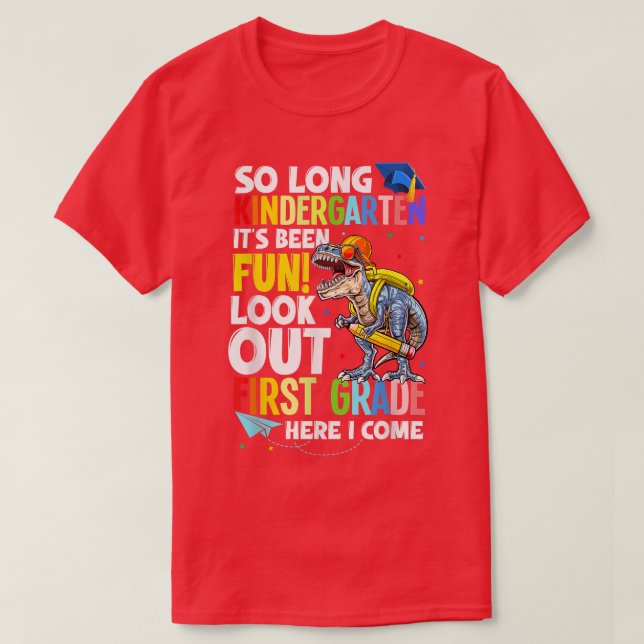 So Long Kindergarten Graduation class 2022 Dinosau T-Shirt (Design Front)