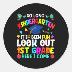 So Long Kindergarten Graduation Grad Teacher Kid B Classic Round Sticker