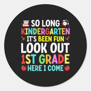 So Long Kindergarten Graduation Graduate Teacher K Classic Round Sticker