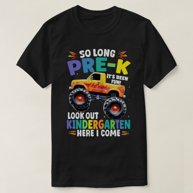 So Long Pre-K Graduation Monster Truck T-Shirt (Design Front)