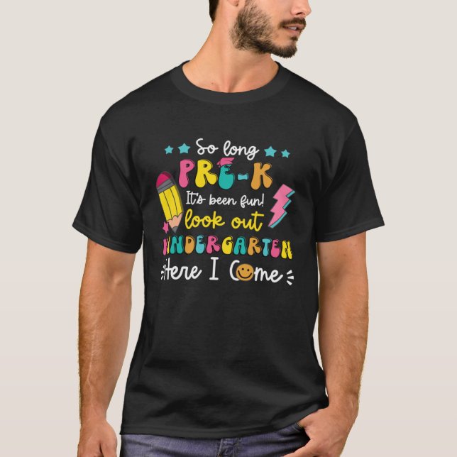 So Long Pre K Kindergarten Here I Come Groovy Grad T-Shirt (Front)