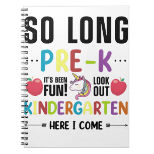 So Long Pre-K Kindergarten Here I Come Pre-k Notebook