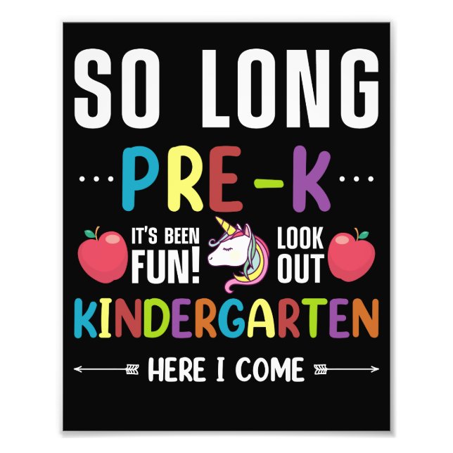 So Long Pre-K Kindergarten Here I Come Pre-k Photo Print (Front)