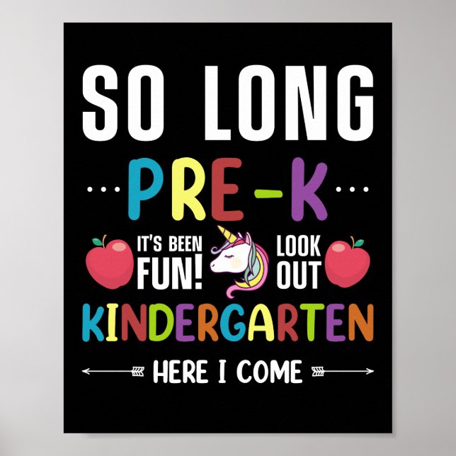 So Long Pre-K Kindergarten Here I Come Pre-k Poster (Front)