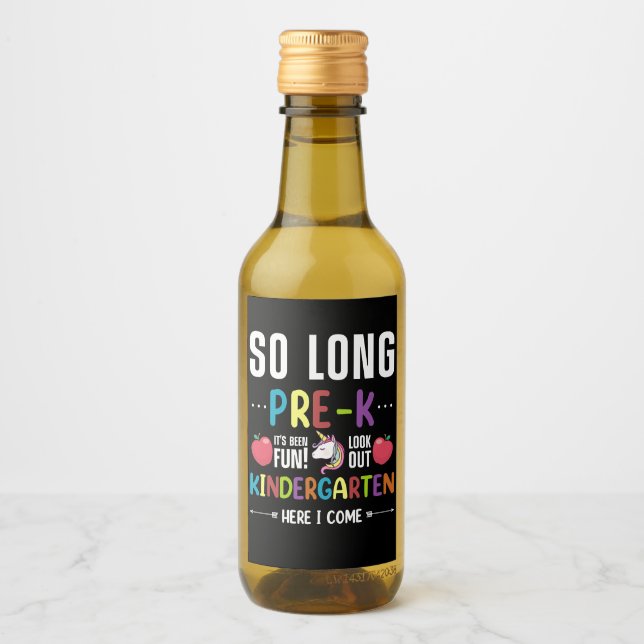 So Long Pre-K Kindergarten Here I Come Pre-k Wine Label (Front)