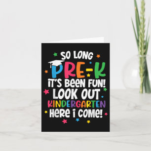 So Long Pre-k Kindergarten Here I Come Preschool G Card