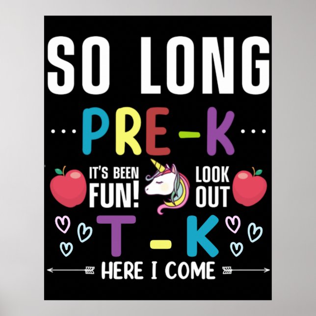 So Long Pre-K T-K Here I Come Pre-k Poster (Front)
