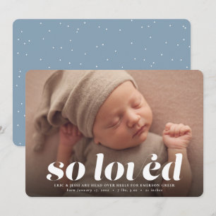 So loved Valentine's Day photo blue birth Announcement