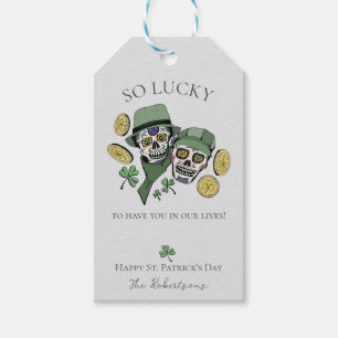 So Lucky St Patrick's Day Sugar Skulls Gift Tags