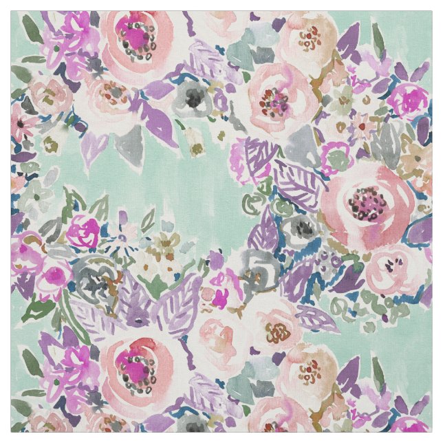 SO LUSCIOUS Colourful Mint Boho Floral Pattern Fabric (Swatch)