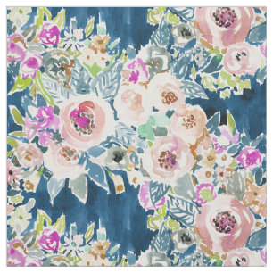SO LUSCIOUS Colourful Navy Boho Floral Pattern Fabric