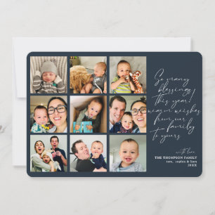 So Many Blessings Year Review Navy Photo Collage Holiday Card