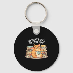So Many Books Little Time Cat With Coffee Key Ring