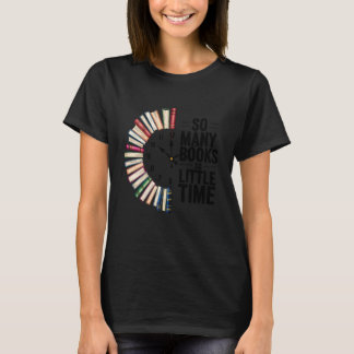 So Many Books Retro So Little Time Book Clock Read T-Shirt